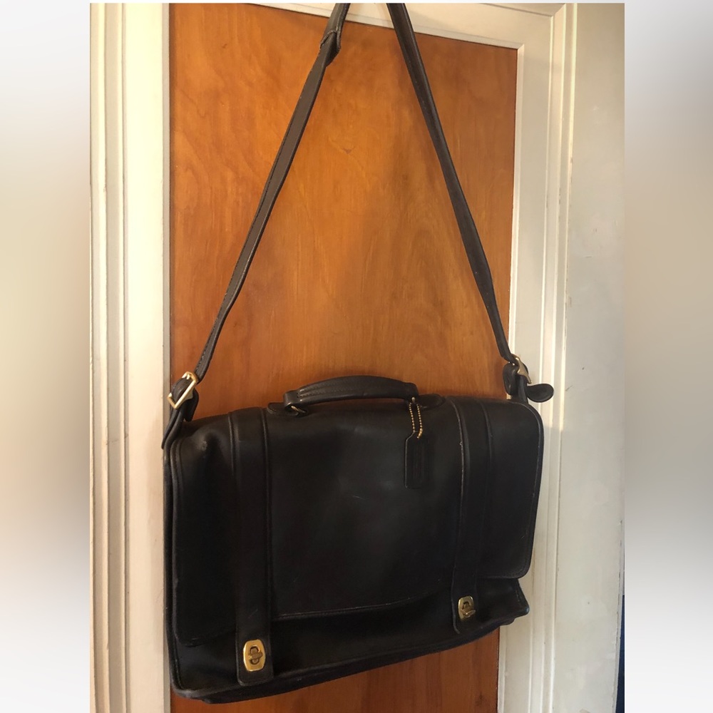 Vintage Coach Essex messenger Briefcase laptop Bag Black Unisex